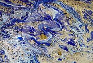 Abstract oil painting background. Oil on canvas texture. Hand dr. Blue, paint.