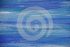 Abstract oil painting on canvas, Blue colored background