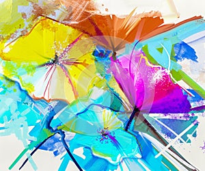 Abstract oil painting colorful of spring flower