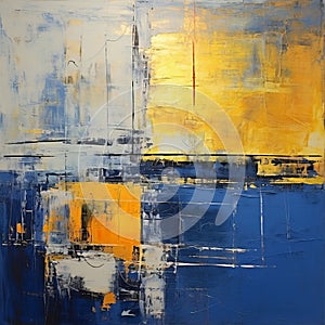 Abstract Maritime Painting With Yellow And Blue Colors