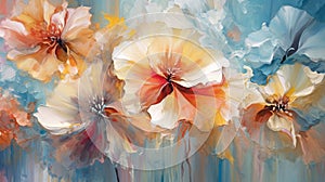 Abstract oil painting flowers background