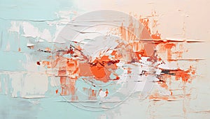 Abstract oil painting, sky blue, orange color brush strokes background, wallpaper, paint texture,art