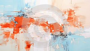 Abstract oil painting, sky blue, orange color brush strokes background, wallpaper, paint texture,art