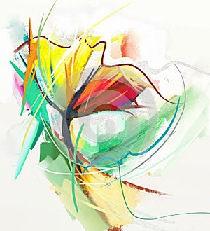 Abstract oil painting of spring flowers