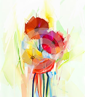 Abstraktní olej malování z jaro květiny. zátiší z a květiny 