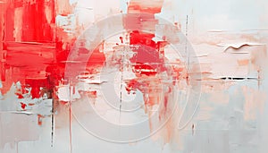 Abstract oil painting white, red, cream orange brush strokes, background, wallpaper, paint texture