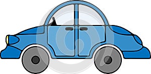 Abstract old blue car clipart design on white