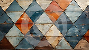 Abstract old blue orange aged worn retro vintage mosaic cement ceramic tile floor or wall texture