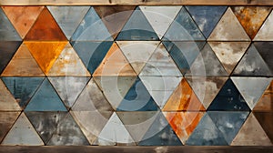 Abstract old blue orange aged worn retro vintage mosaic cement ceramic tile floor or wall texture