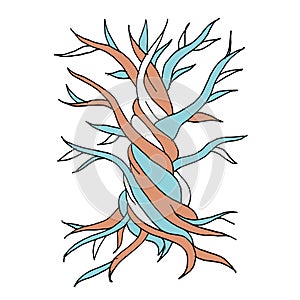 Abstract old tree with roots, zen doodle for your design