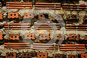 Abstract old vintage brown tone brick wall texture background