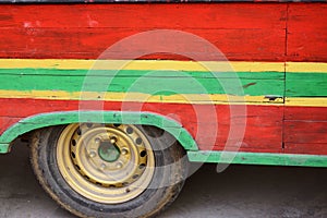 Abstract old vintage retro local public transportation bus painted