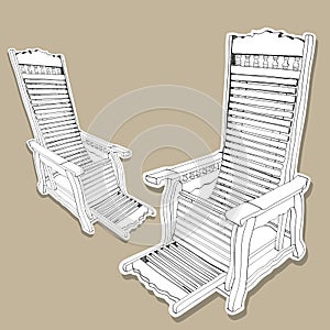 Old wooden rocking chair - Hand drawn