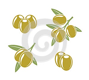Abstract olives with leaves and marinated olives
