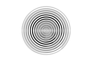 Abstract one black circle sound waves oscillating on white background