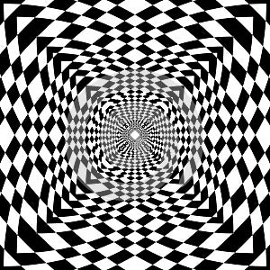 Abstract op art black and white geometrict pattern background