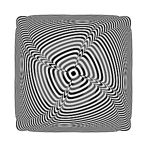 Abstract op art design element with 3D illusion effect. Lines pattern