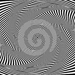 Abstract op art design. Illusion of torsion movement.