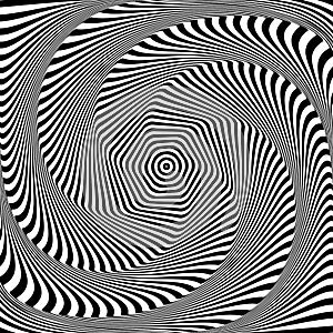 Abstract op art design. Illusion of torsion movement.