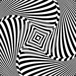 Abstract op art design. Torsion movement.