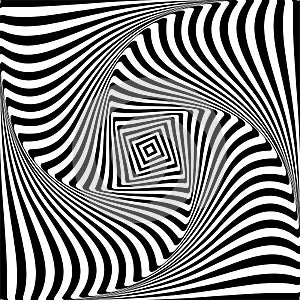Abstract op art graphic design. Illusion of torsion rotation movement
