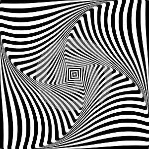 Abstract op art graphic design. Illusion of torsion rotation movement