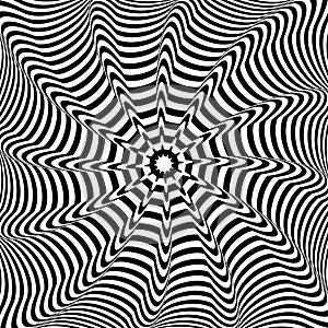 Abstract op art lines pattern. 3D illusion effect