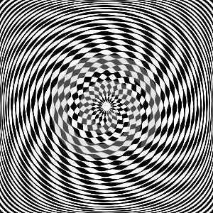 Abstract op art pattern with whirl movement illusion effect