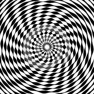 Abstract op art pattern with whirl movement illusion effect