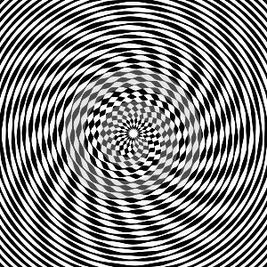 Abstract op art pattern with whirl movement illusion effect