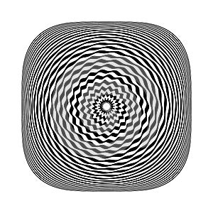 Abstract op art pattern with whirl movement illusion effect