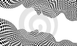 Abstract op art vector illustration. Pop art illustration halftone wave 3d illustration.