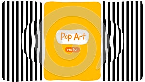 Abstract op art vector illustration, yellow orange background, pop art illustration design with optical illusion