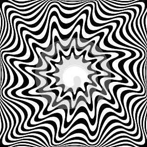Abstract Op Art Wavy Lines Pattern with 3D Illusion Effect