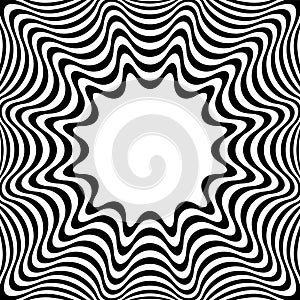 Abstract Op Art Wavy Lines Pattern with 3D Illusion Effect