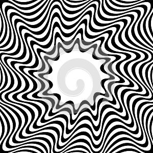 Abstract Op Art Wavy Lines Pattern with 3D Illusion Effect