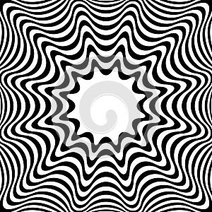 Abstract Op Art Wavy Lines Pattern with 3D Illusion Effect