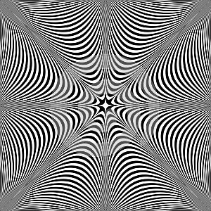 Abstract Op Art Wavy Striped Lines Pattern with 3D Illusion Effect