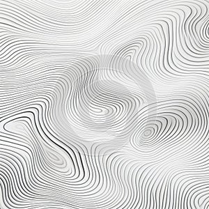 Abstract Op Art: Wavy White Pattern With Curvilinear Lines