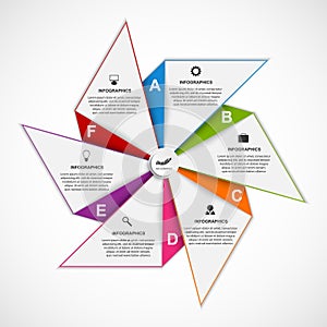 Abstract options infographics design template in the shape of air pinwheel. Vector Illustration