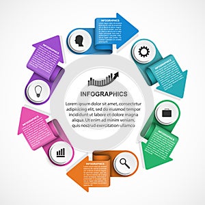 Abstract options infographics template with arrows in a circle. Infographics for business presentations or information banner.