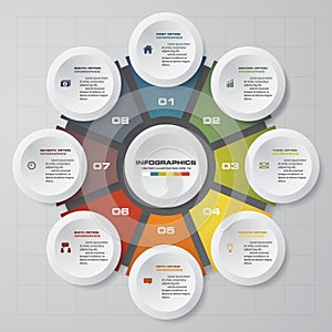 Abstract 8 options infographics template. Simple&Editable abstract design element. EPS 10.