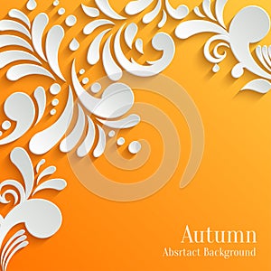 Abstract Orange Background with 3d Floral Pattern