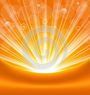 Abstract orange background with sun light rays