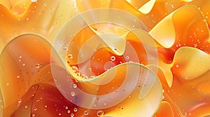 Abstract orange background with water drops. 3d rendering, 3d illustration.