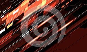 Abstract orange black line cyber circuit pattern design ultramodern futuristic technology background vector