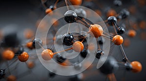 abstract orange black spheres network