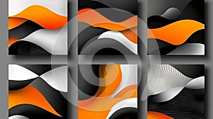 Abstract Orange Black White Wave Background Design