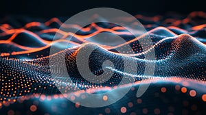 Abstract Orange and Blue Data Wave Background