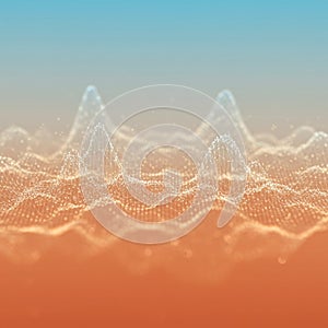 Abstract Orange and Blue Data Wave Background